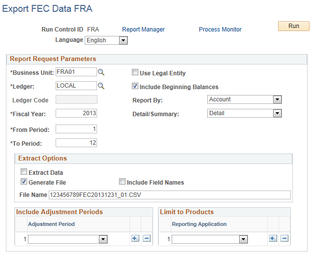 Export FEC Data FRA page