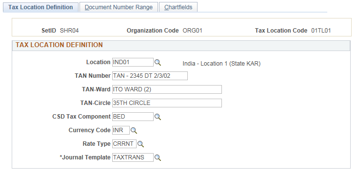 Tax Location(GST)