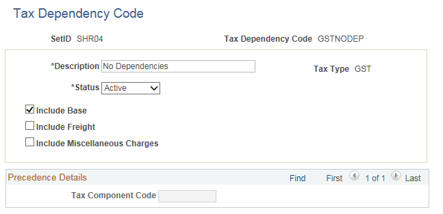 Tax Dependency Code(GST)