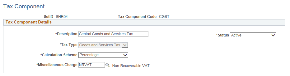 Tax Component(GST)