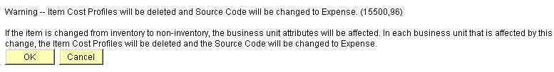 Warning message issued concerning cost profiles and source code