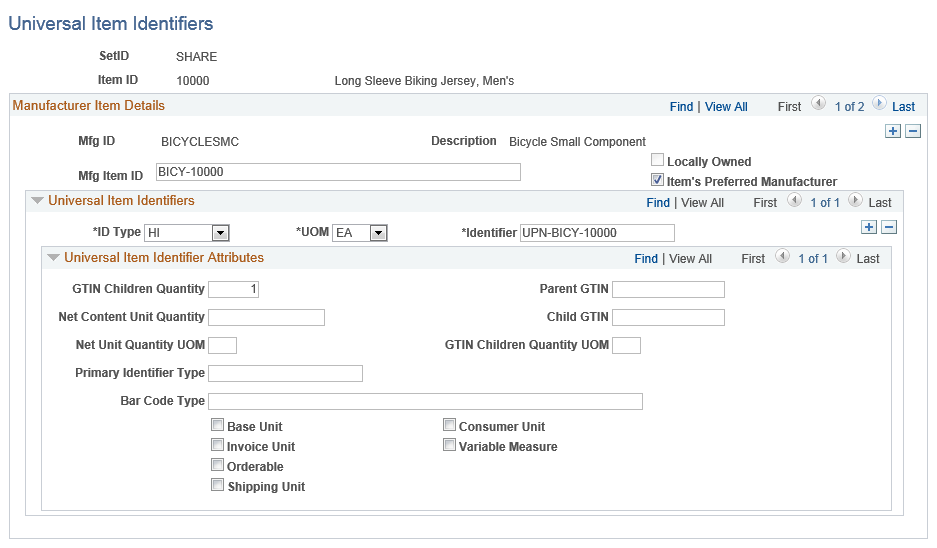 Universal Item Identifiers page