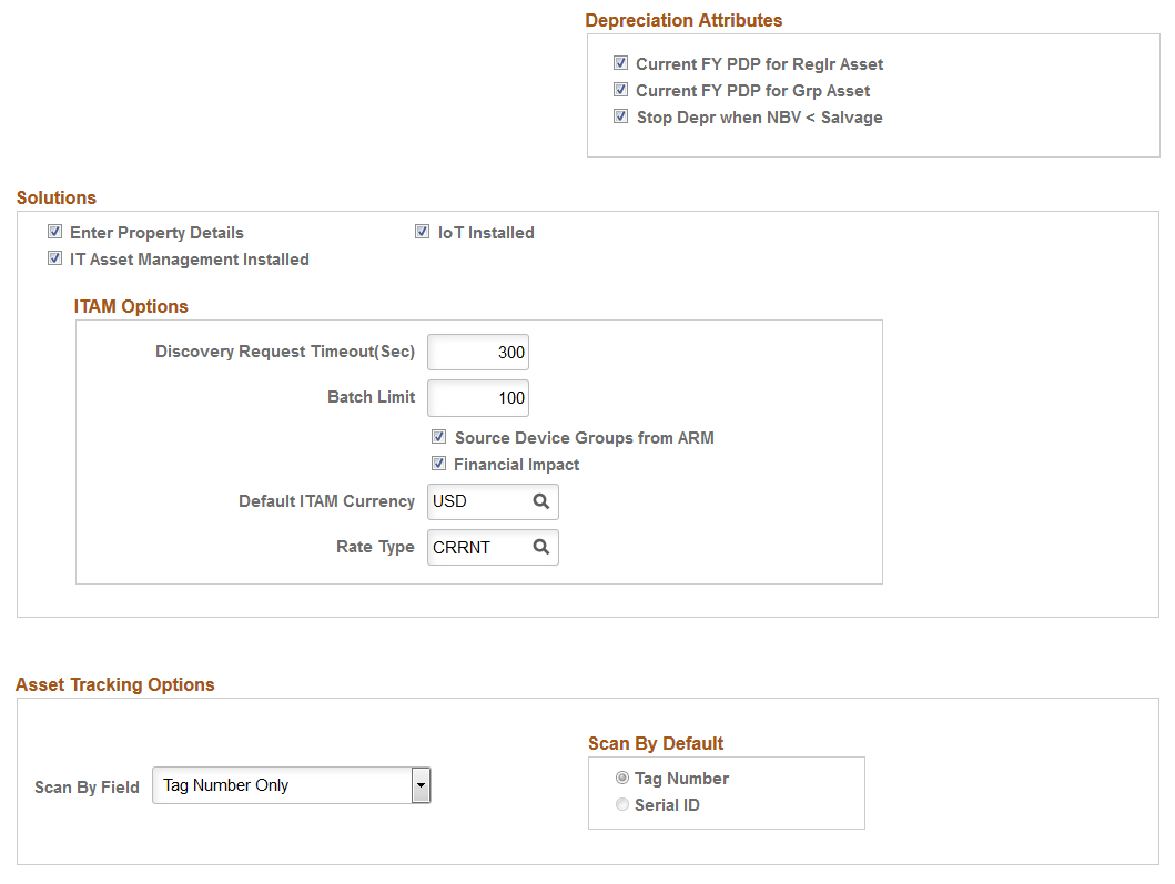 Installation Options - Asset Management page (2 of 2)