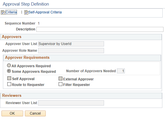 Approval Step Definition - Line Approval page