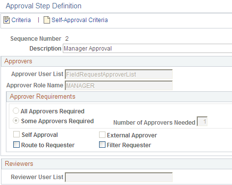 Approval Step Definition page - Sequence Number 2