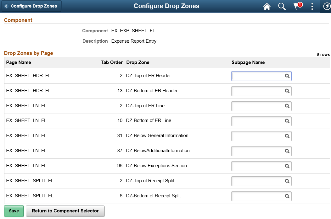 Configure Drop Zone