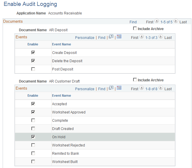 Enable Audit Logging page
