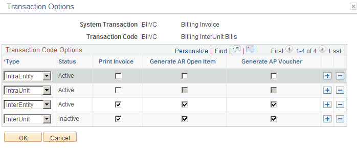 Transaction Options for InterUnit Billing