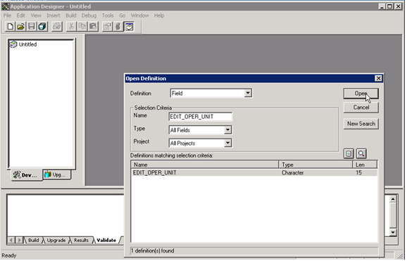 Application Designer - Open Definition (Field)