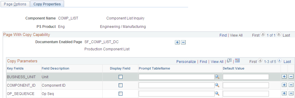 Documentum Page Options - Copy Properties page