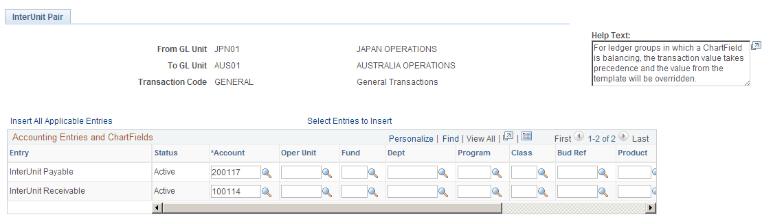 InterUnit Pair page - JPN01 to AUS01