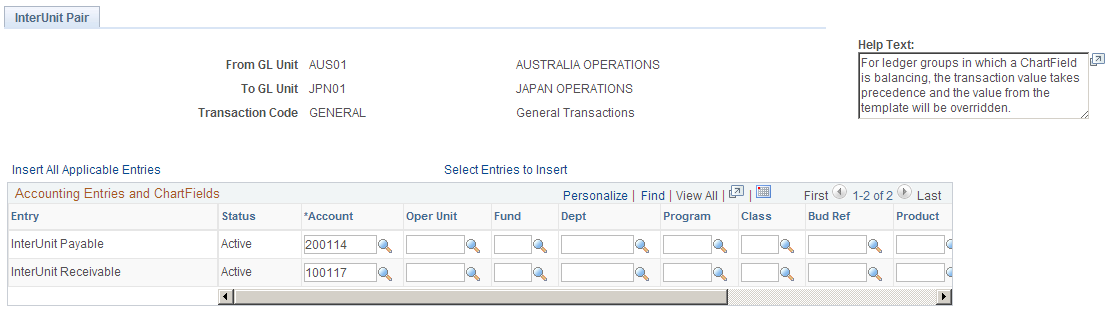 InterUnit Pair page - AUS01 to JPN01