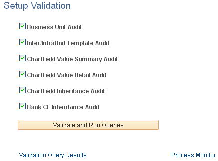 Setup Validation page