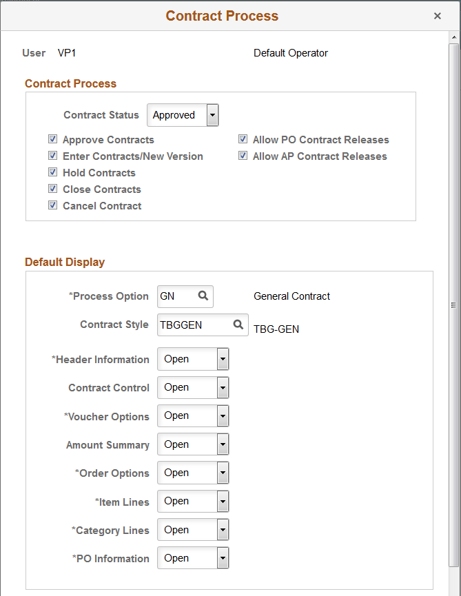 Procurement - Contract Process page