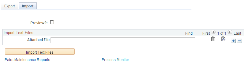 InterUnit Pair Mass Maintenance - Import page