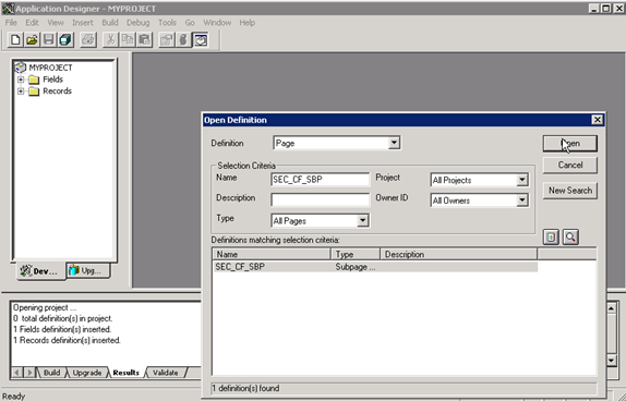 Application Designer - Open Definition (Page)