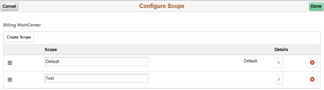Configure Scope page (Fluid)