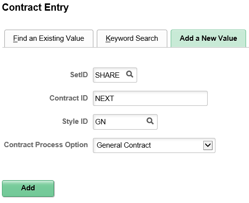 Contract Entry - Add a New Value