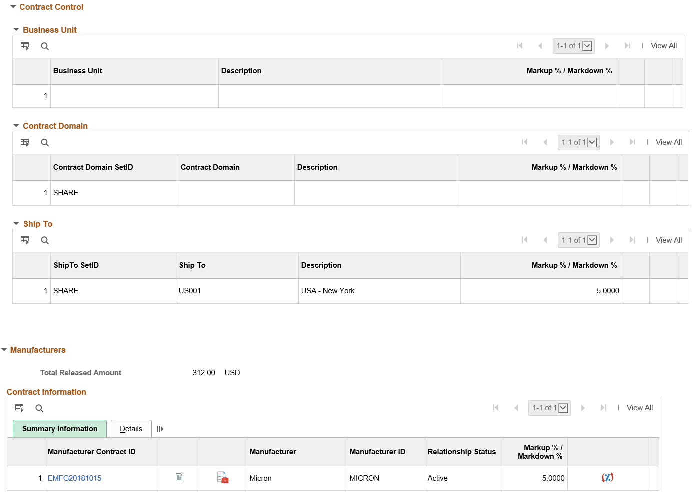 Contract Entry - Contract page (Distributor) 2 of 2