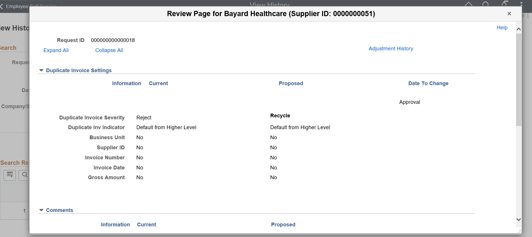 View History Review page