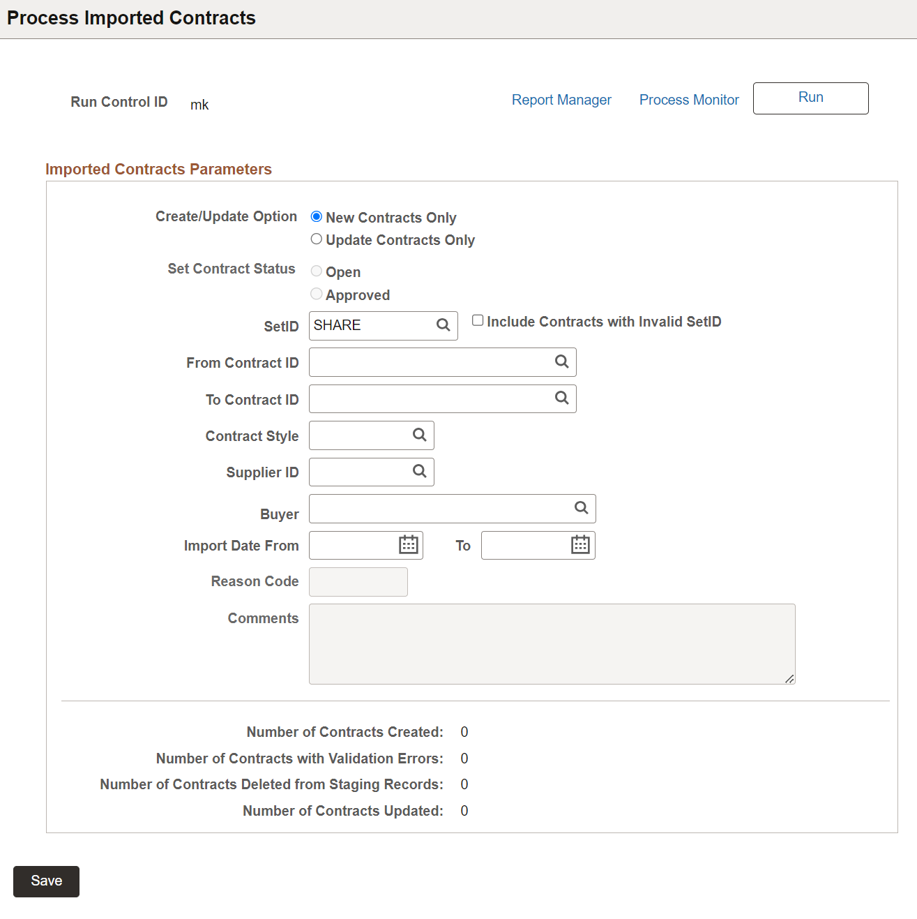 Process Imported Contracts