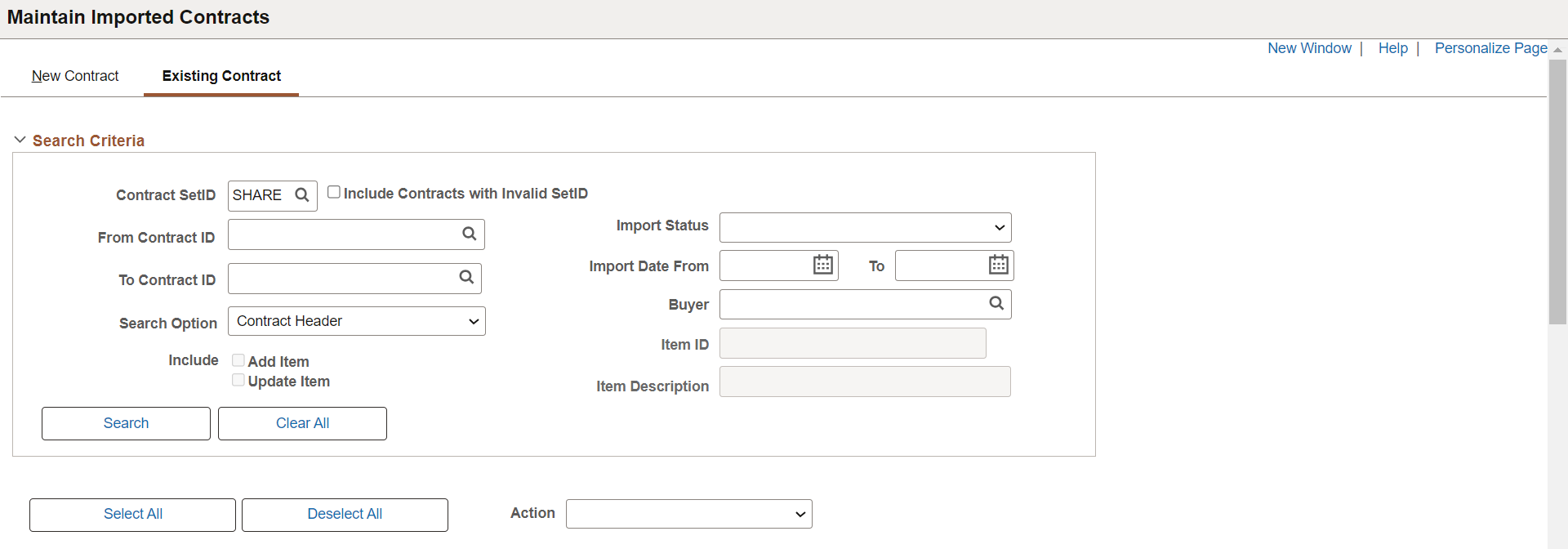 Maintain Imported Contracts - Existing Contract (1 of 2)