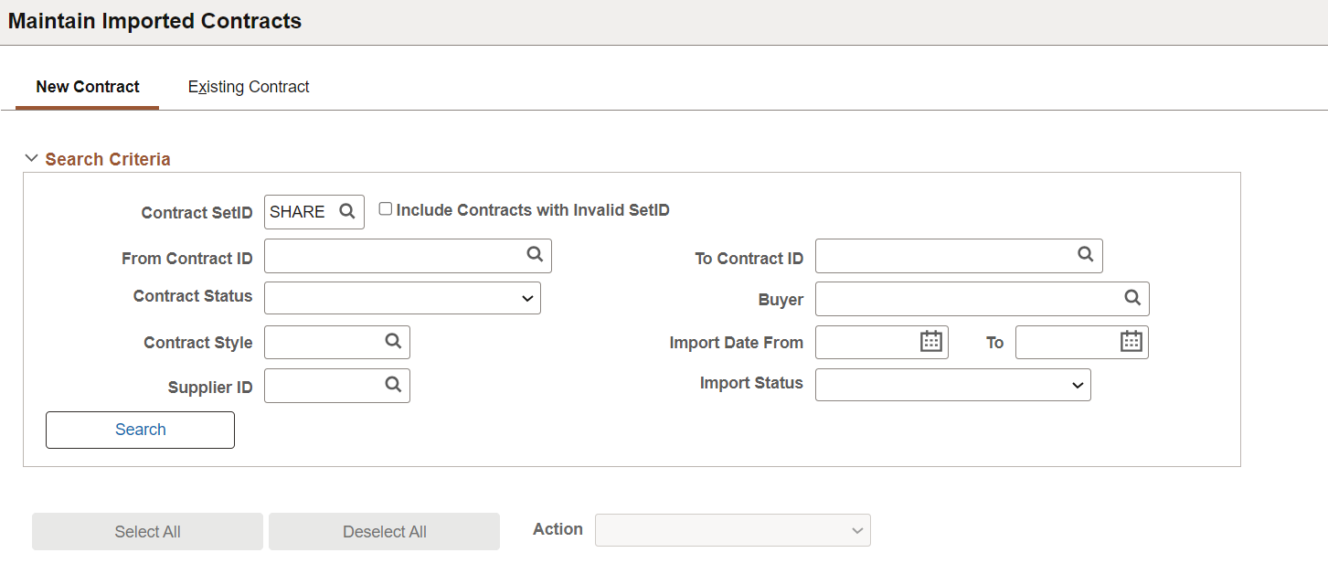 Maintain Imported Contracts - New Contract (1 of 2)