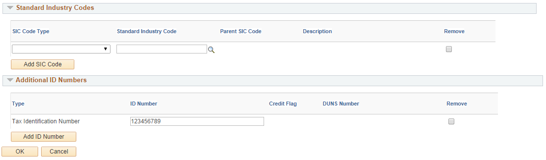 Supplier Change Request: Payment Profile secondary page (2 of 2)