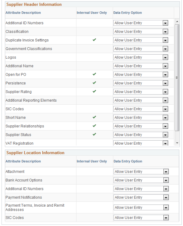 Supplier Request Templates - Attributes page, 2 of 2 (Supplier Change Request)