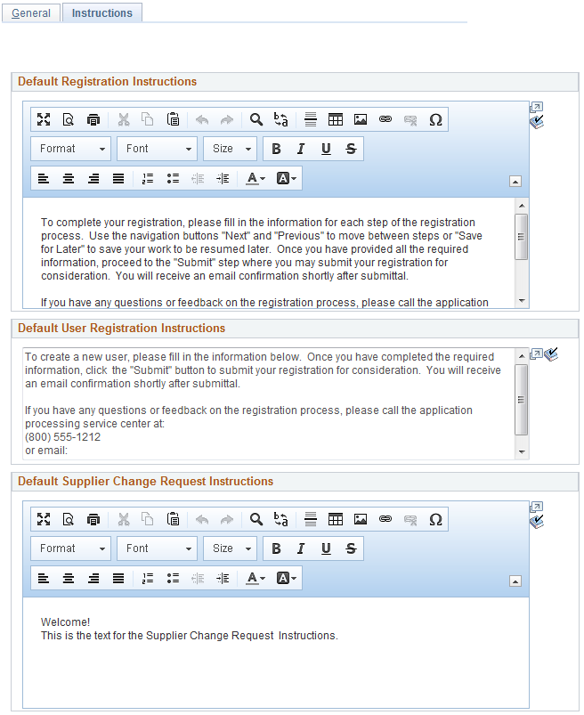 Supplier Request System Setup - Instructions page (1 of 2)