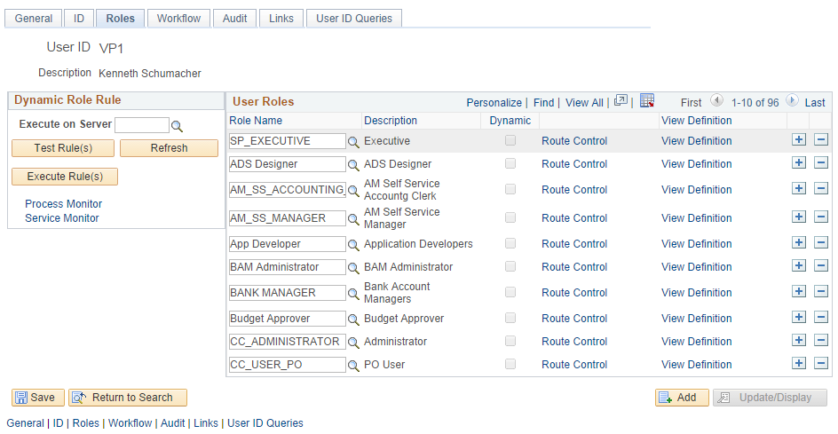 Security Role Settings page