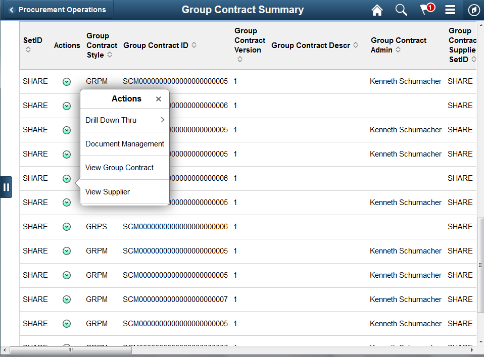 Group Contract Summary - Detailed View