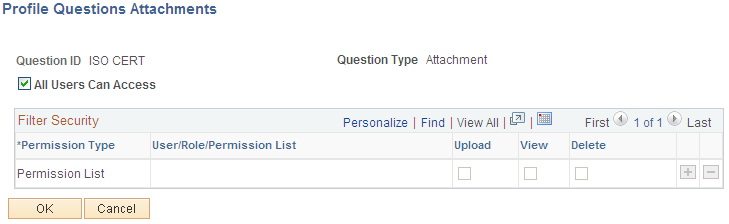 Profile Questions Attachments page