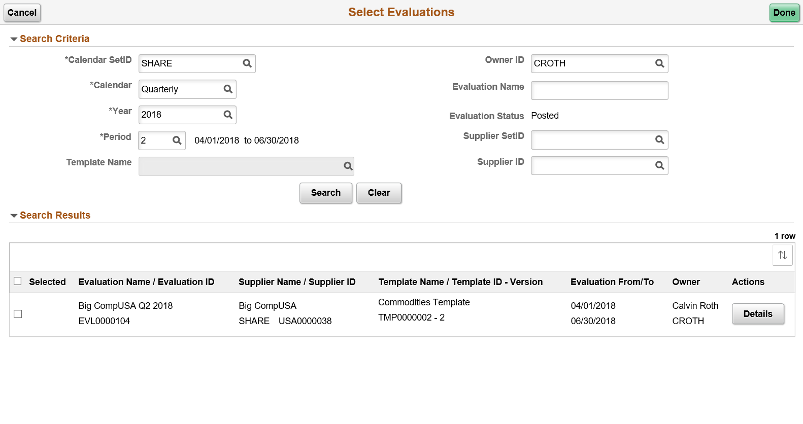 Select Evaluations - Next Period Copy Option