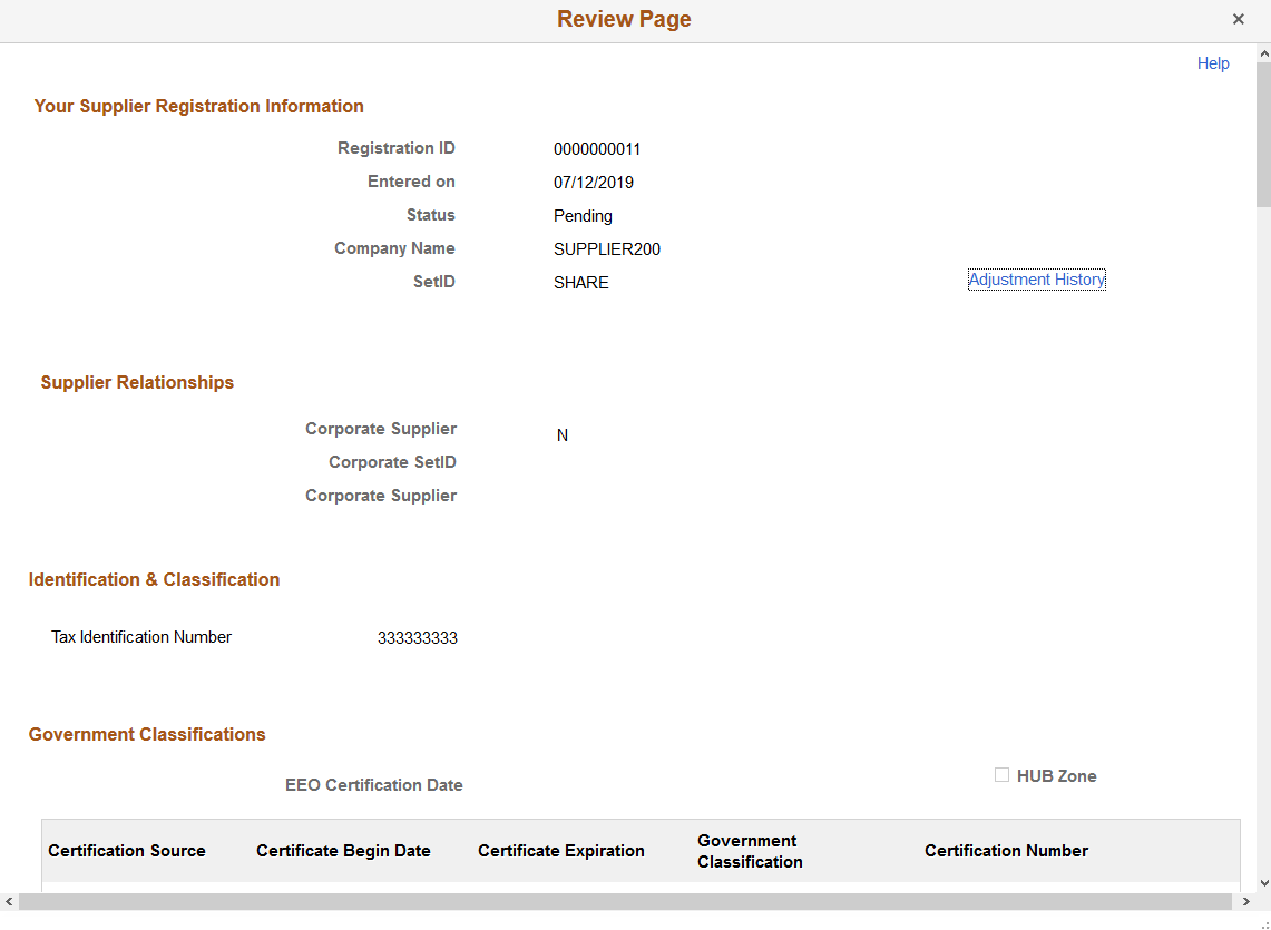 View History - Review page