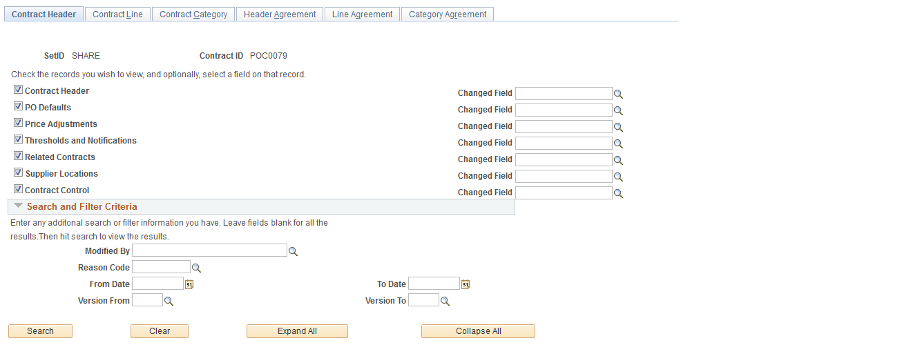 Contract Header page (1 of 2)