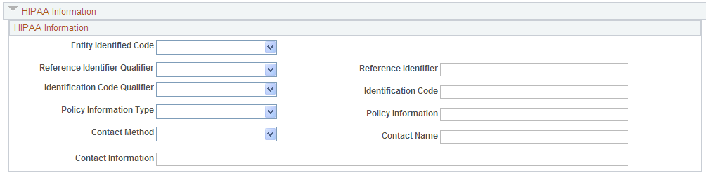 Payables Options page - HIPAA Information section