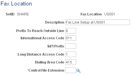 Fax Location page