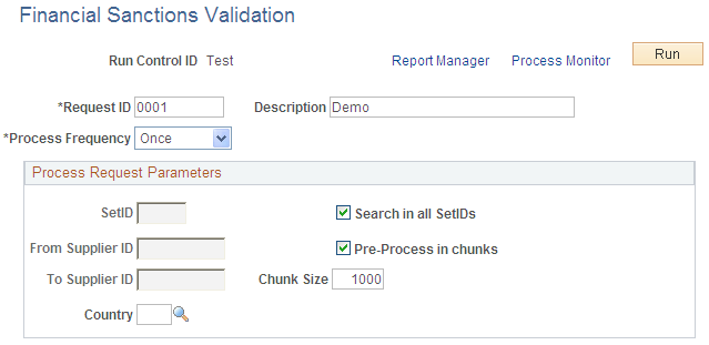 Financial Sanctions Validation page