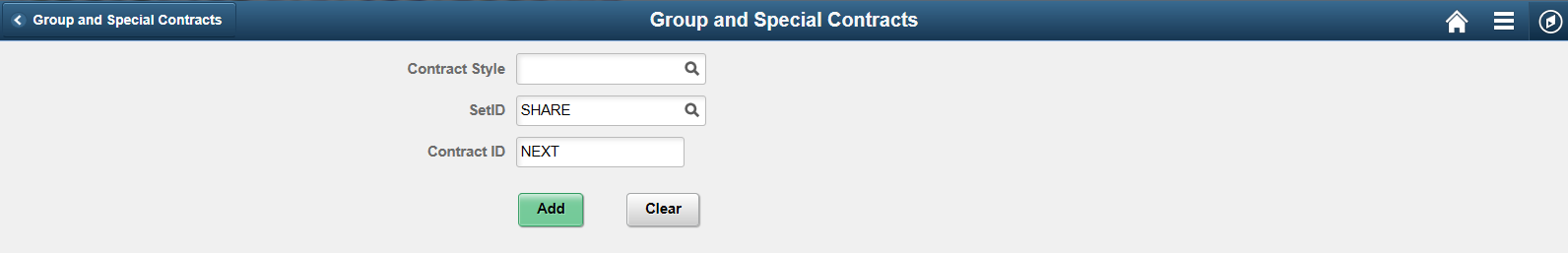 Group and Special Contracts Add Page