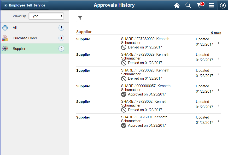 Approval History page