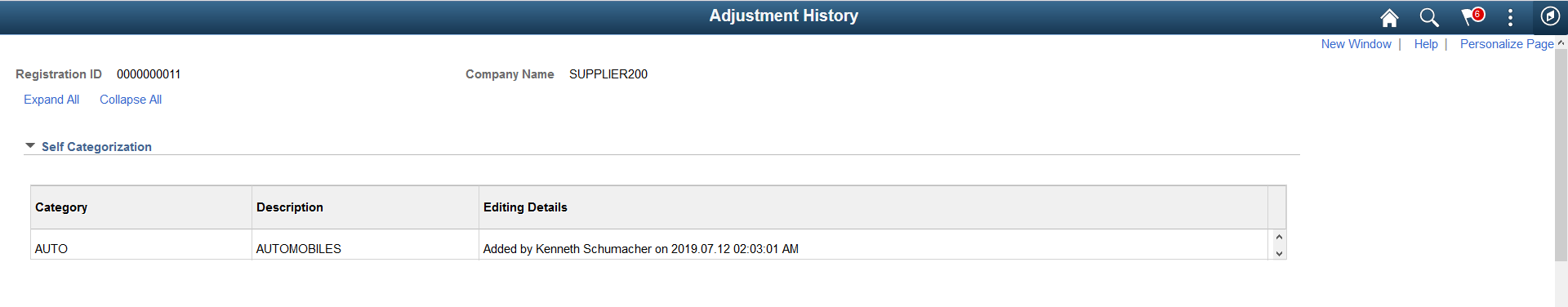 Adjustment History