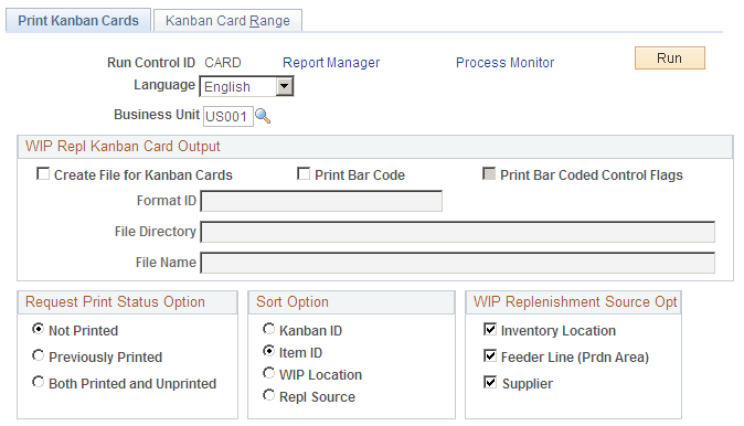 Print Kanban Cards page