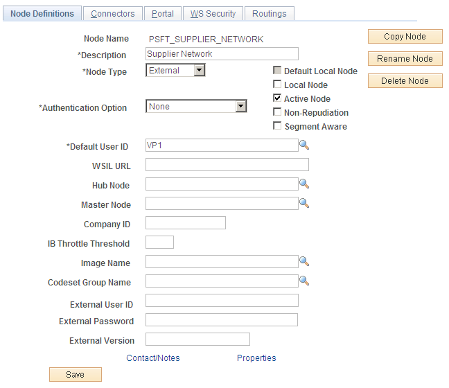 Node Definitions page