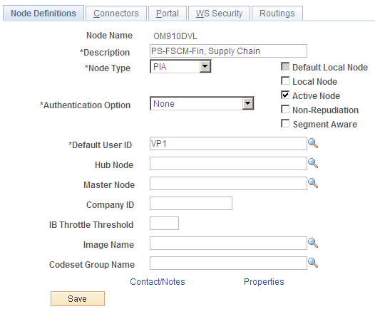 Node Definitions page