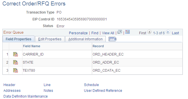 Error Summary page