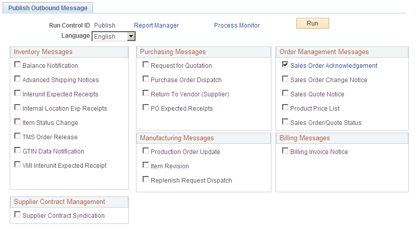 Publish Outbound Message page