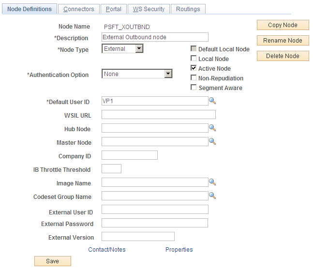 Node Definitions page