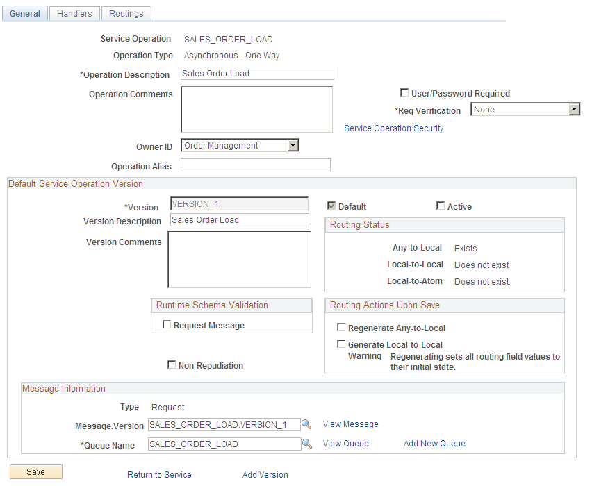 Service Operations-General page