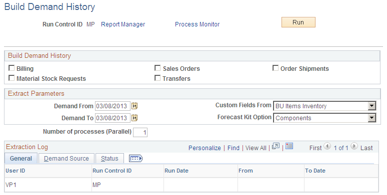 Build Demand History page